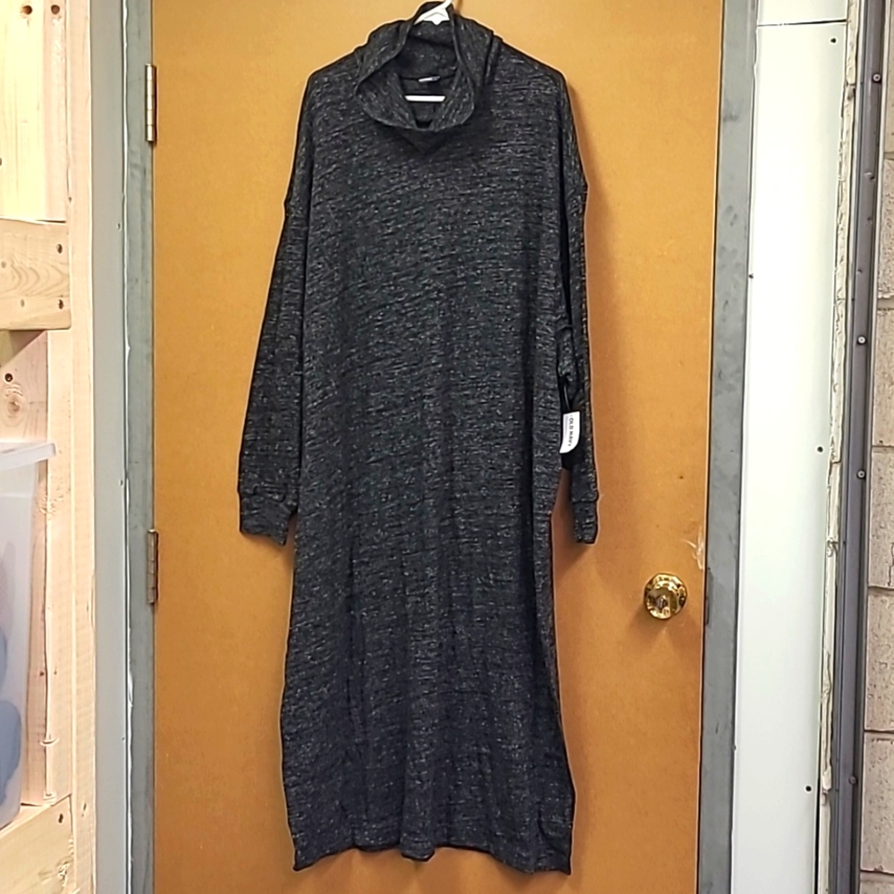 Old Navy Charcoal Gray Long Sleeve Turtleneck Maxi Dress